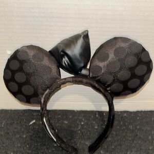 Disney Parks Black on Black Sleek Satin Minnie Mouse Ears Headband 2022 -